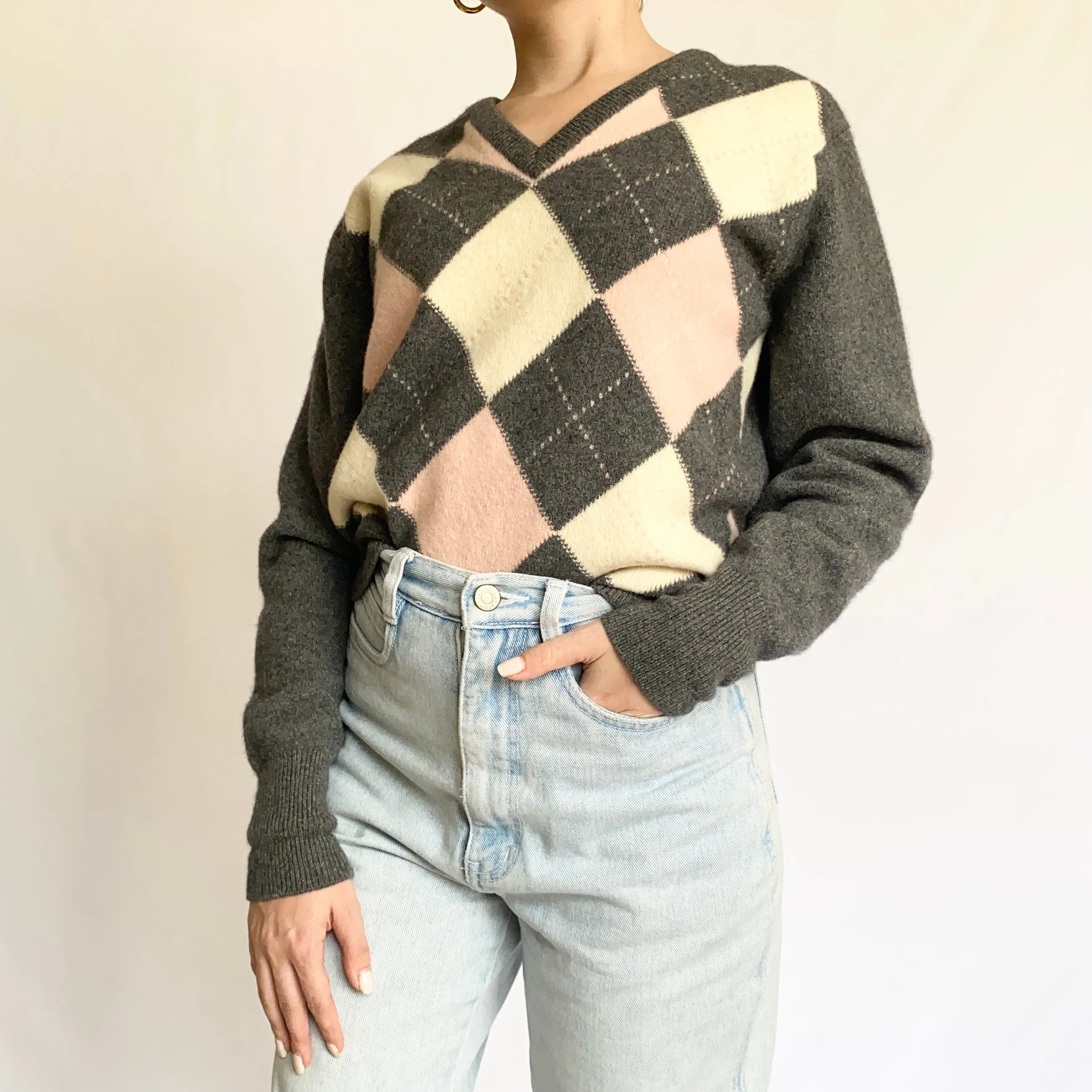 1960s Scottish Cashmere Argyle Sweater (S)