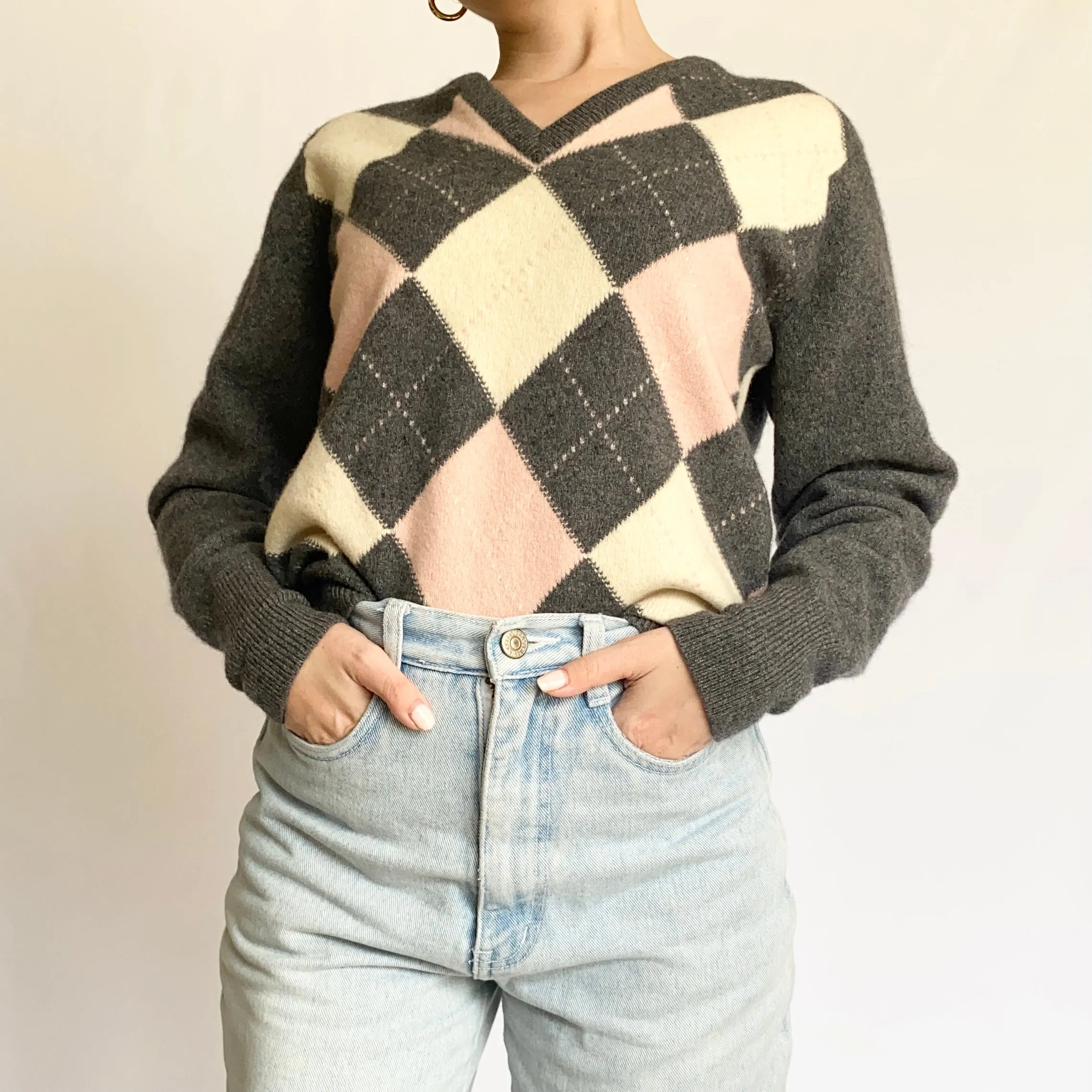 1960s Scottish Cashmere Argyle Sweater (S)