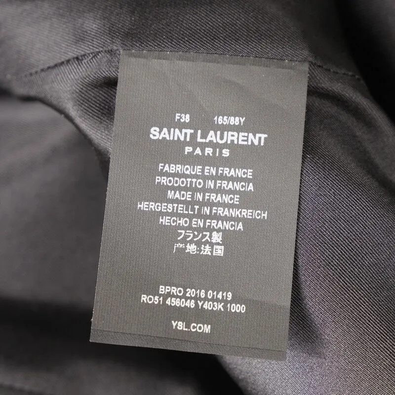 38 40 NEW $2250 SAINT LAURENT Black SHEER LACE UPPER Spring PEPLUM Pencil DRESS