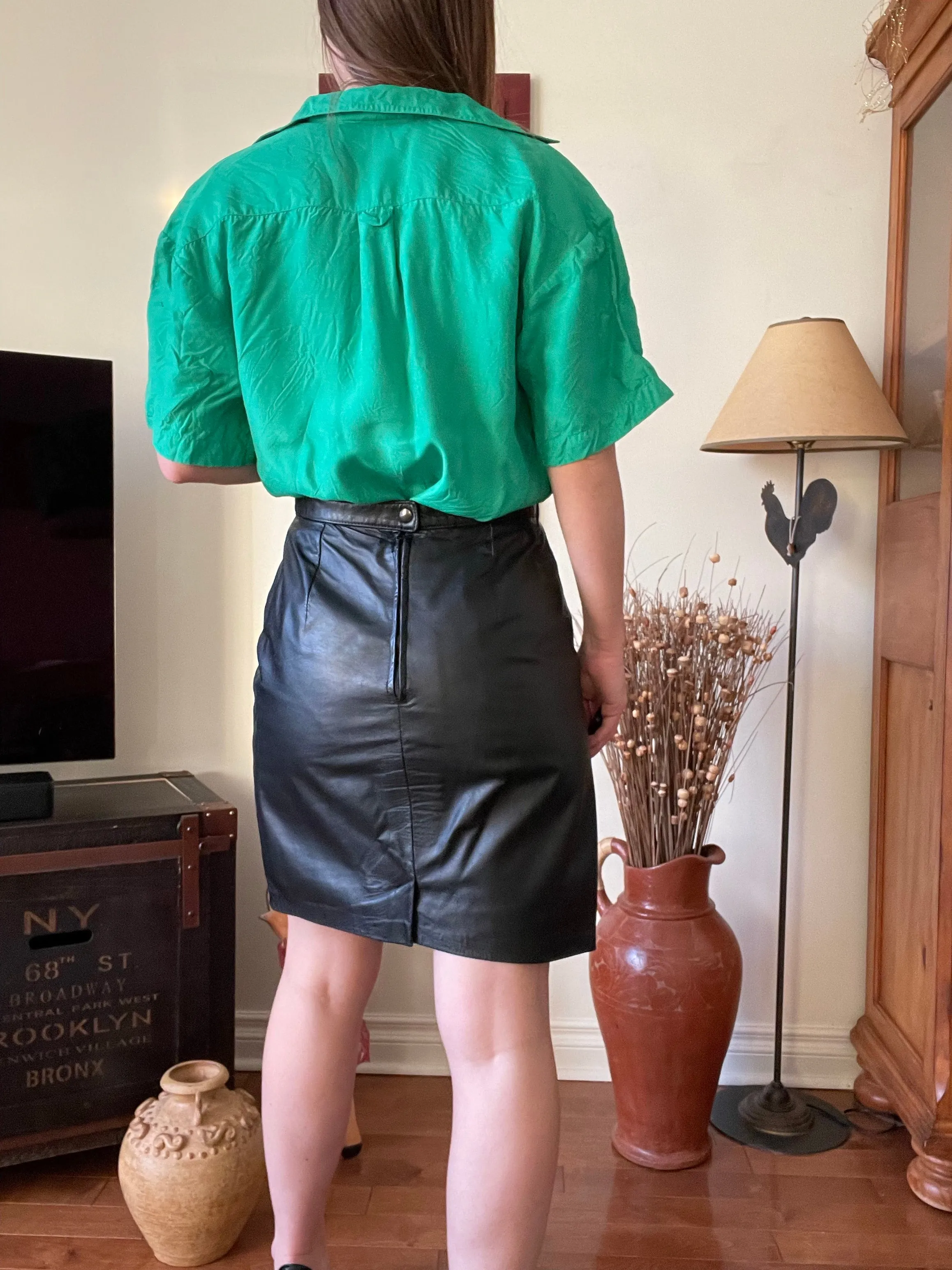 90s Leather Pencil Skirt - 27.5