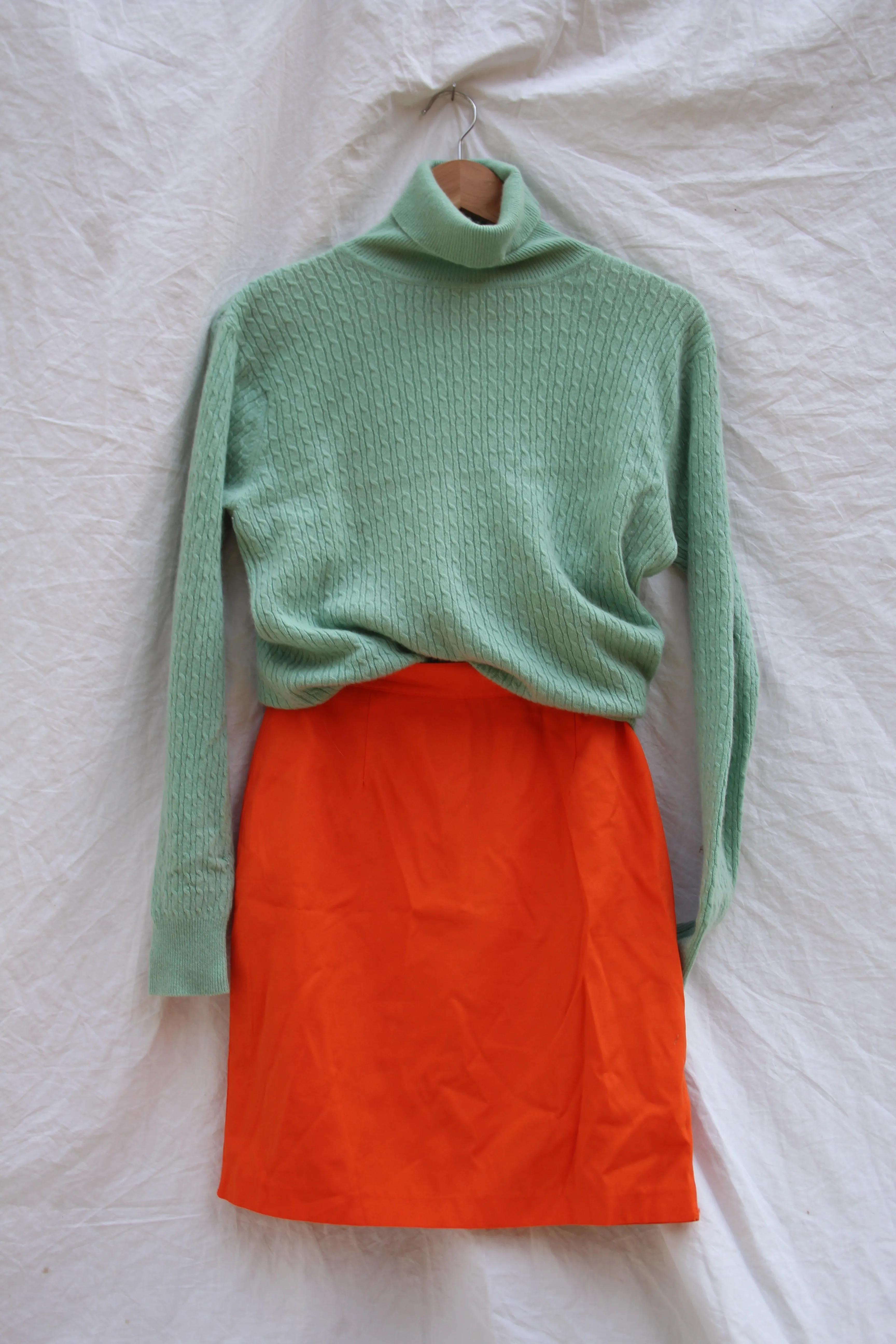 90s Orange Pencil Skirt - 26
