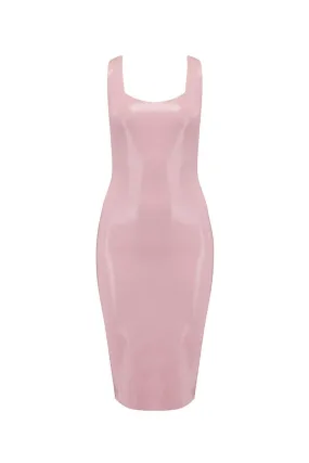 Baby Pink Latex Midi Dress