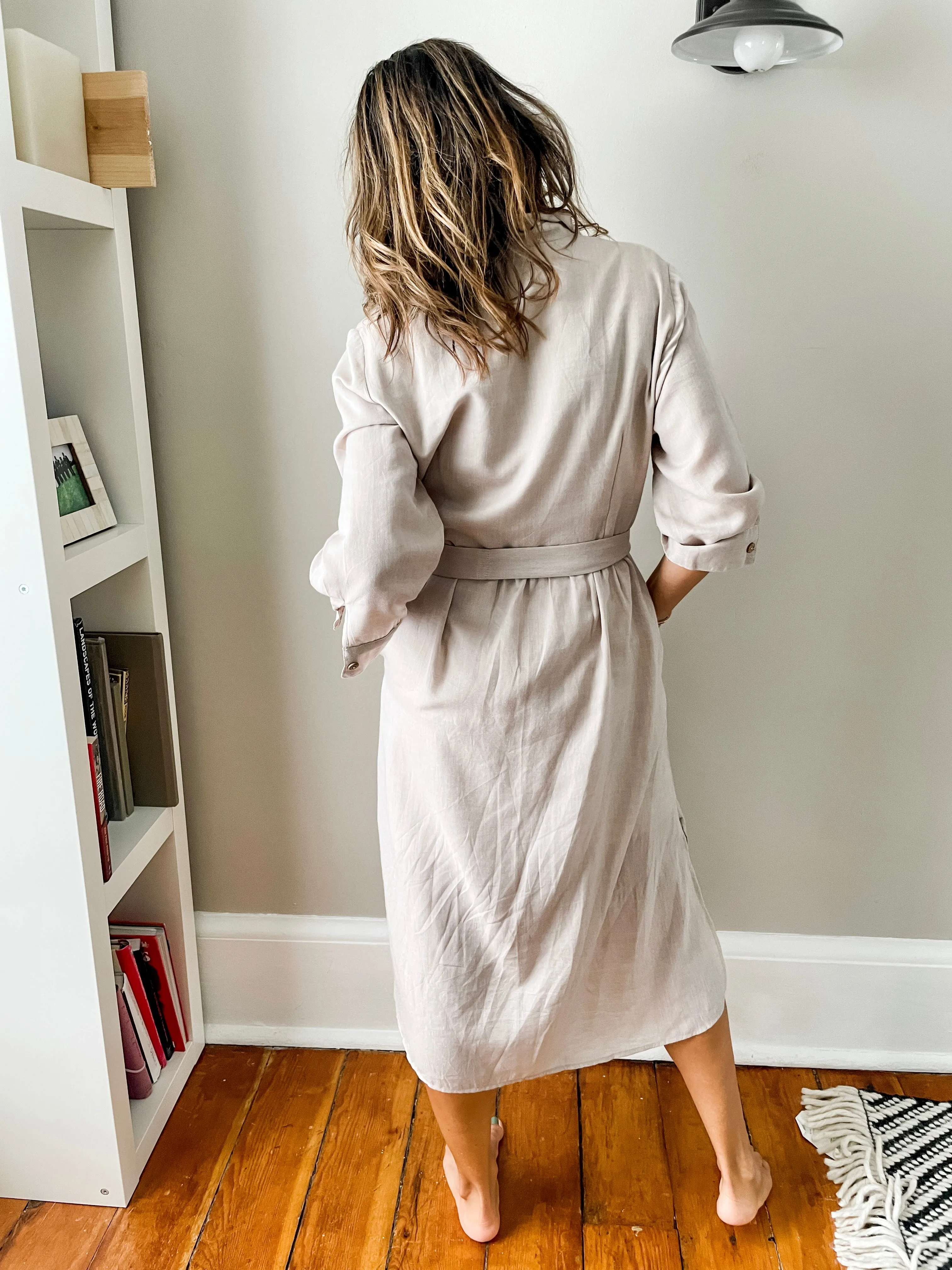 Belted Midi Shirt Dress