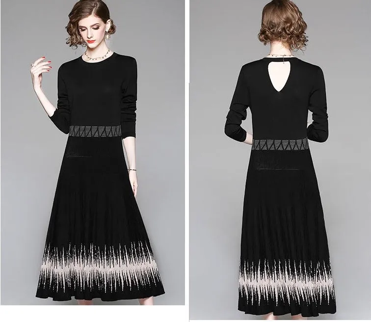 Black Tencel Dress W/ Wave Detail