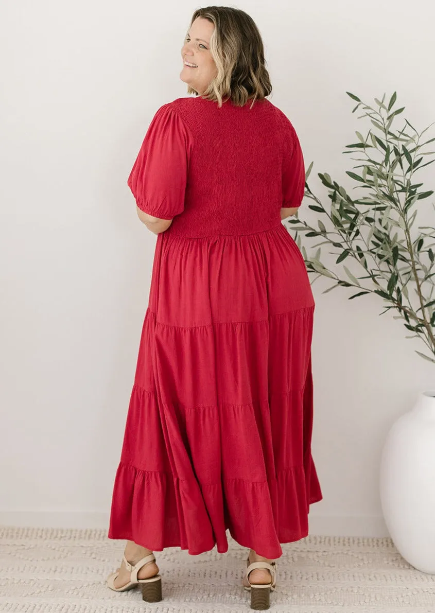 Colette Midi Dress in Red