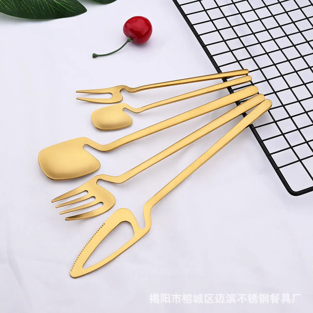 Creative Stainless Steel Hanging Cup Tableware Wall Hanging Knife, Fork and Spoon Coffee Spoon Cake Fork Fruit Fork Ice Spoon Can Be Hanging Cup Wall