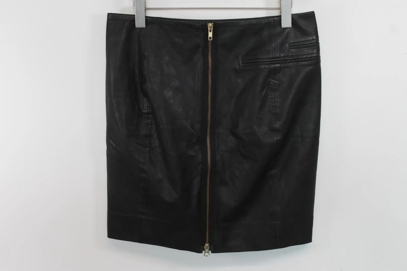 DAY BIRGER ET MIKKELSEN Ladies Black Leather Knee Length Pencil Skirt EU40 UK12
