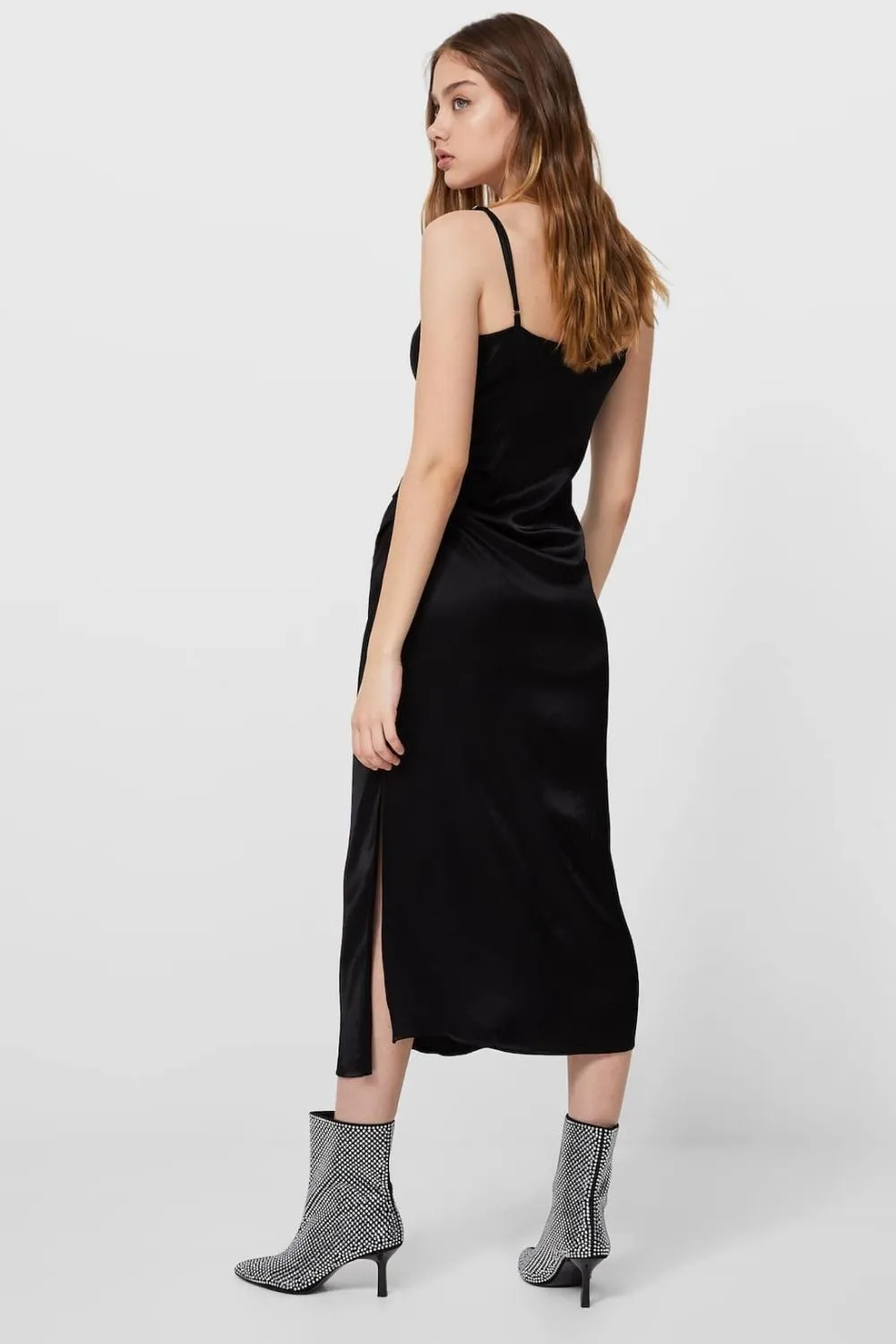 Draped Midi Dress With Straps