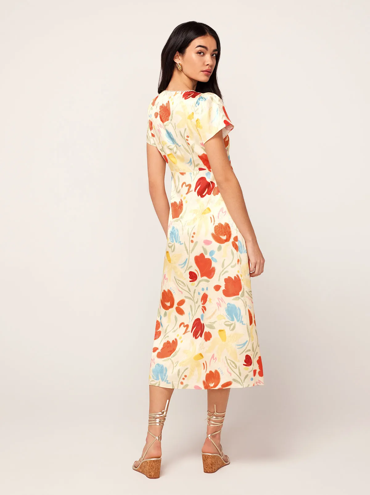 Effie Pastel Floral Jacquard Midi Dress