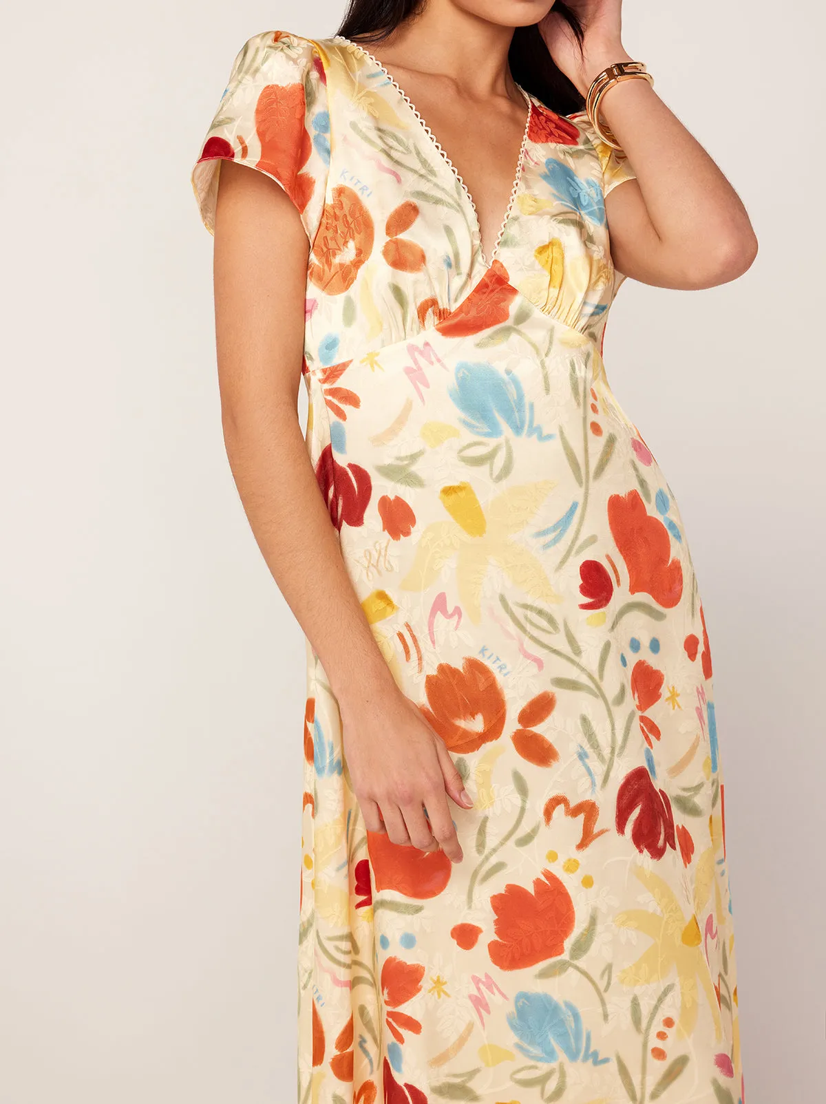 Effie Pastel Floral Jacquard Midi Dress
