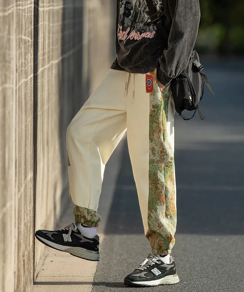 Embroidery Cotton Pants - Florar Jacquard Pattern / Unisex Fit