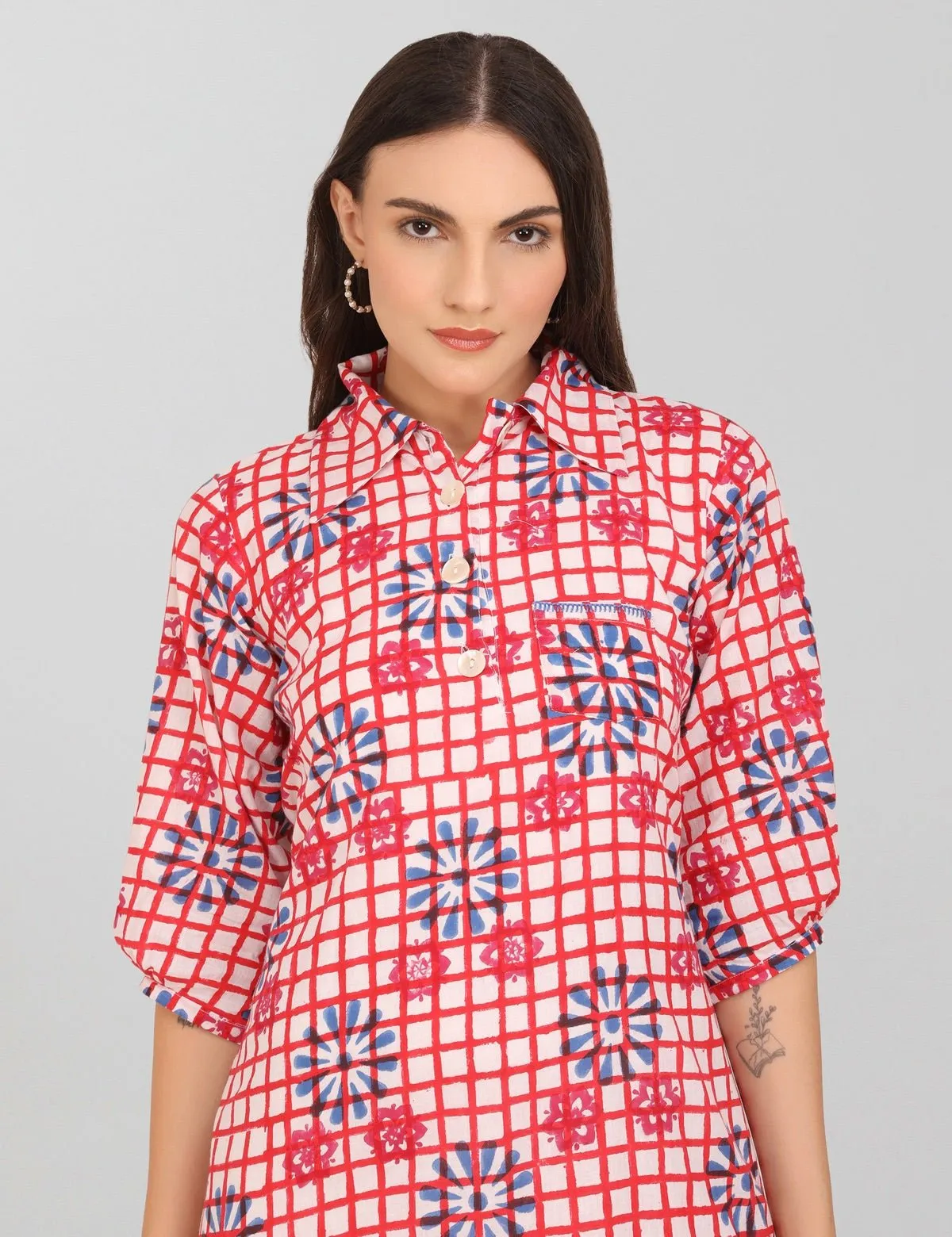 Flower Child Handblock Print Cotton Dress