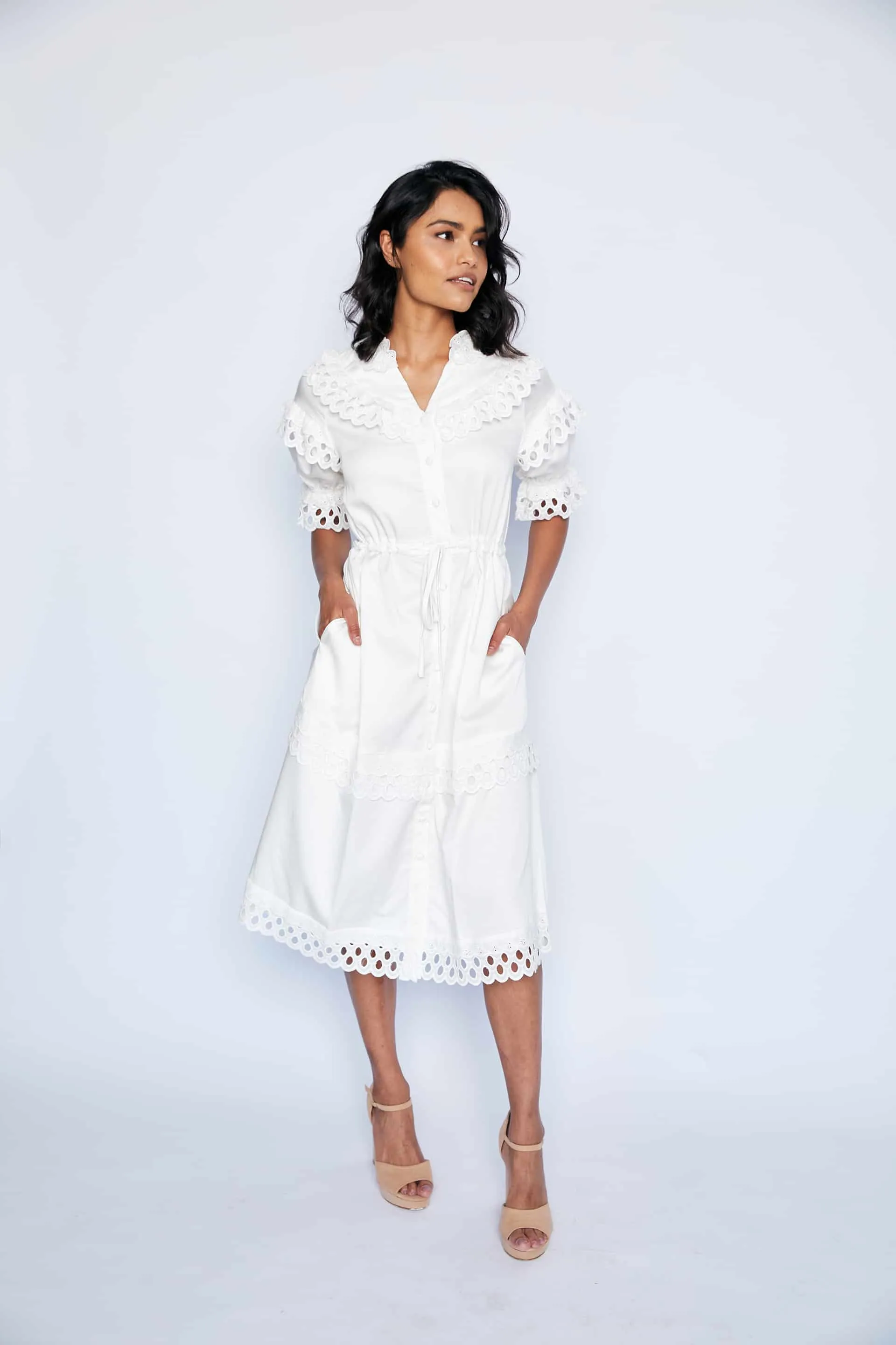 Gloria Midi Dress - White