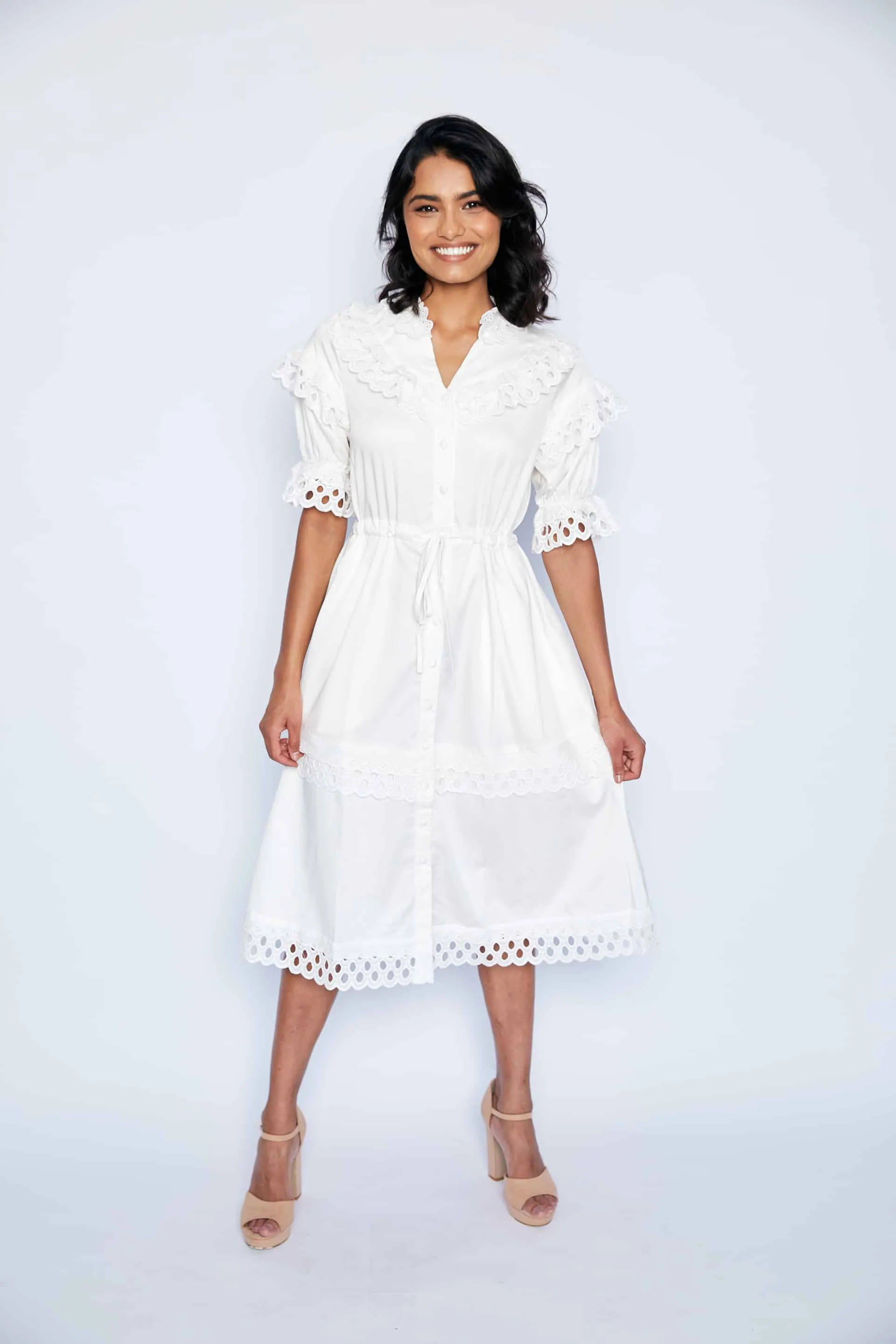 Gloria Midi Dress - White