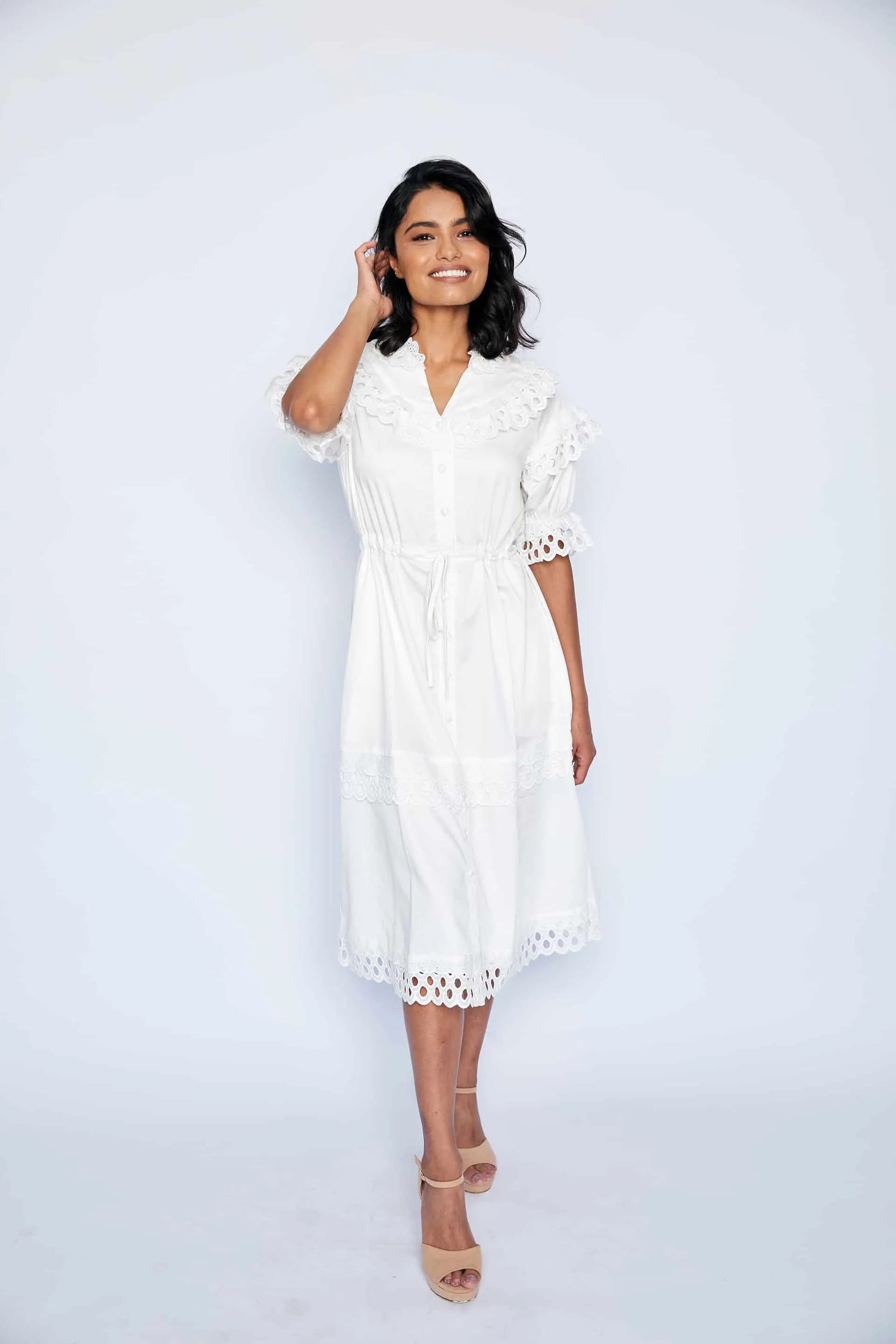 Gloria Midi Dress - White