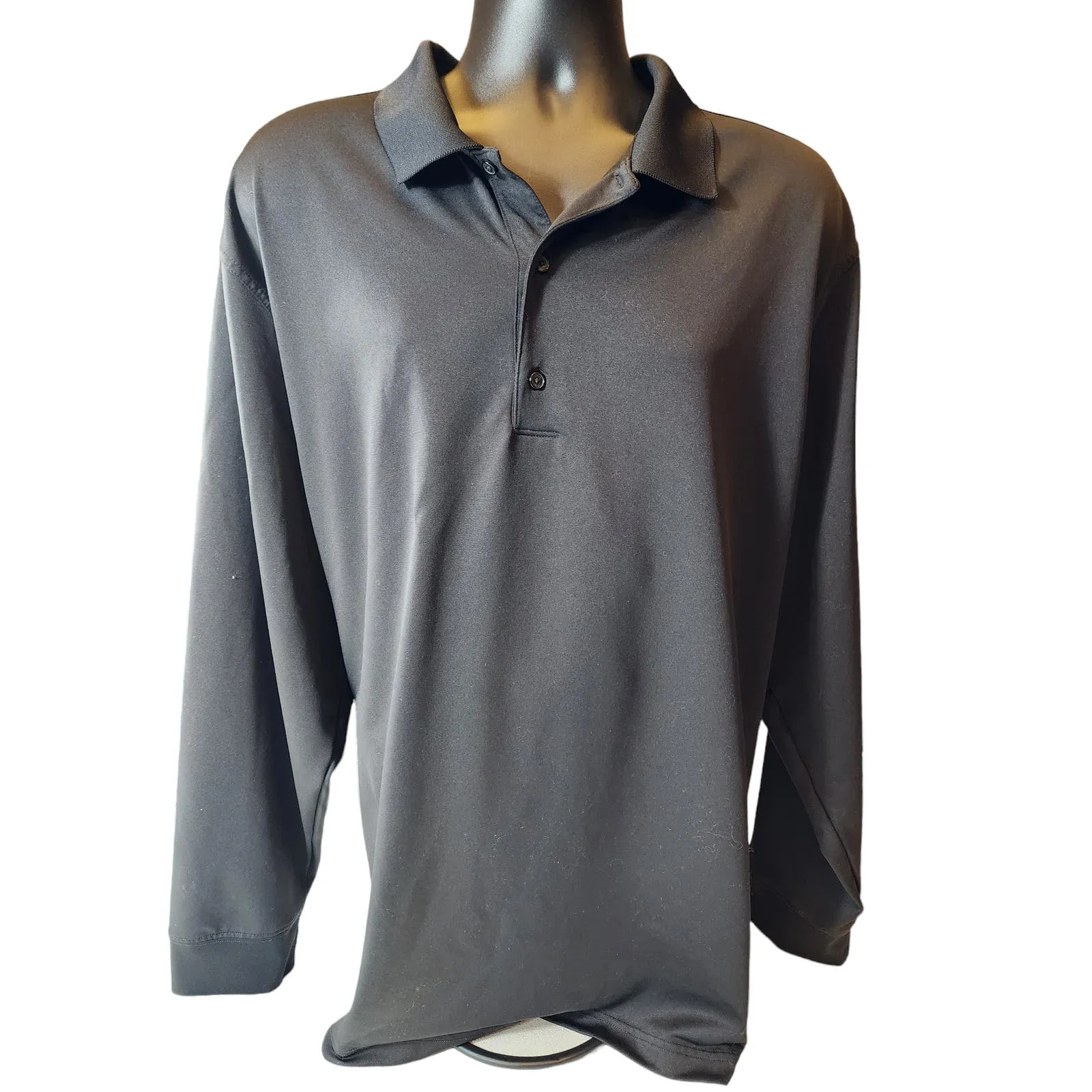 Greg Norman Polo Golf Shirt Mens XXXL 3XL Play Dry Long Sleeve Pullover Black
