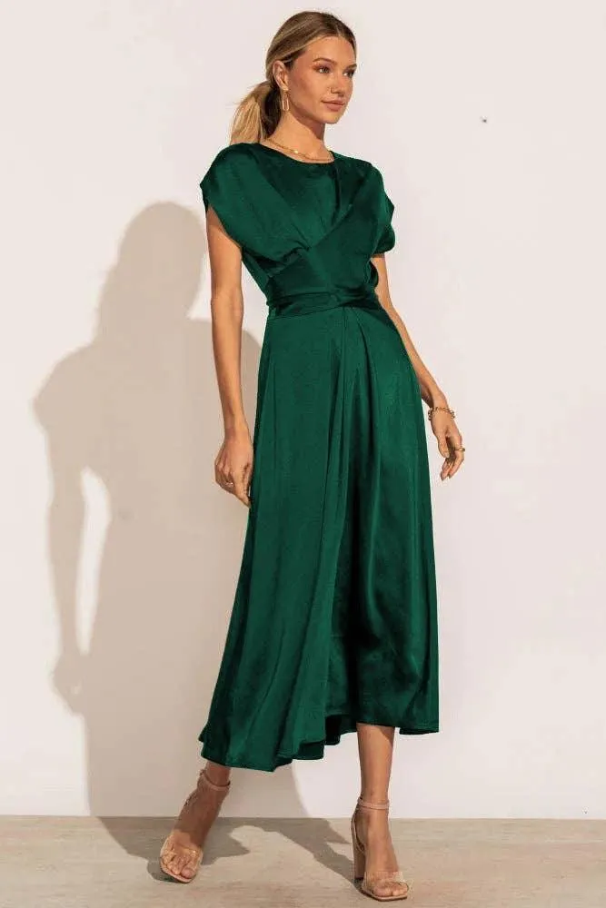 Ladies Waist Tie Short Sleeves Daily Party Dress GQQU