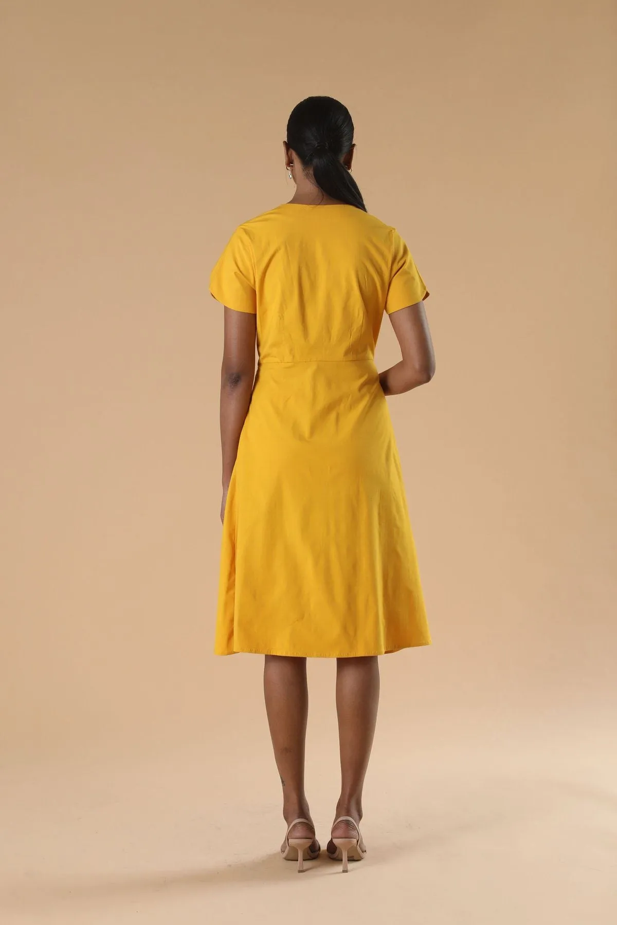 Ladies Yellow Midi Dress