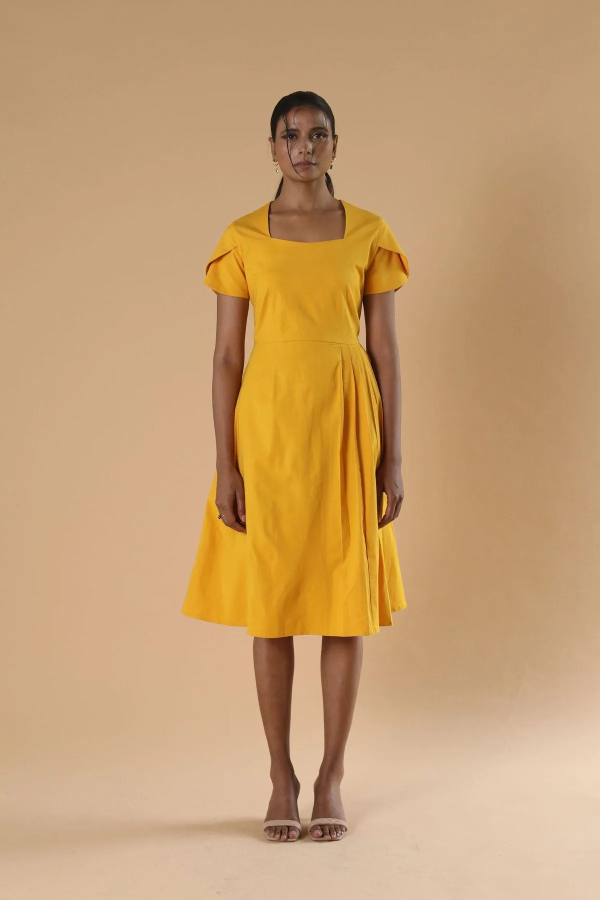 Ladies Yellow Midi Dress
