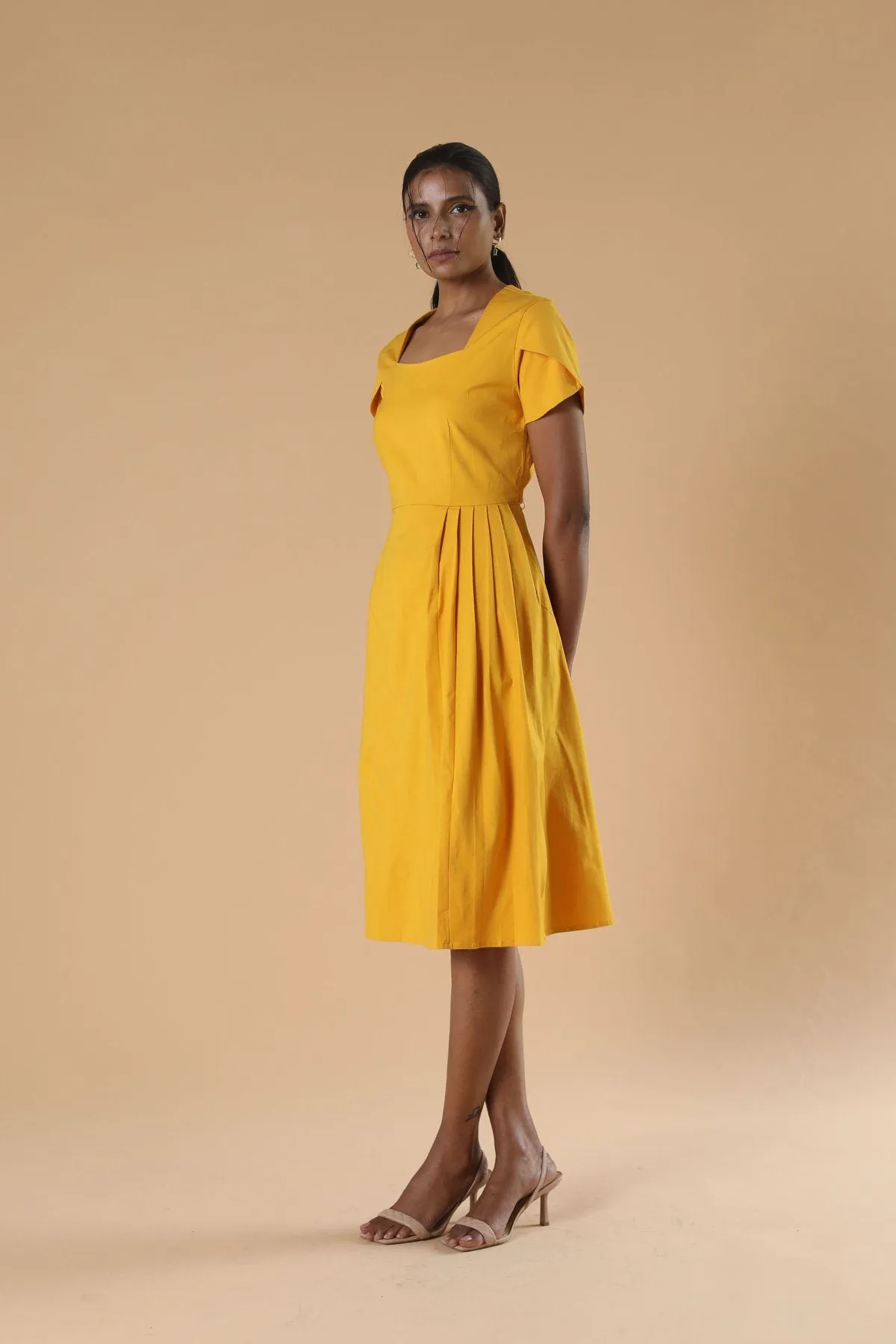 Ladies Yellow Midi Dress
