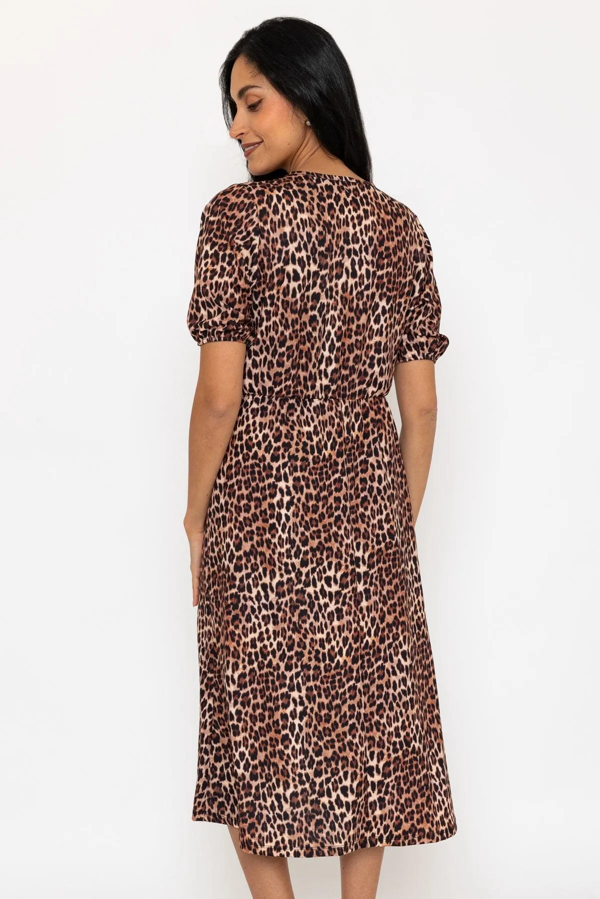Leopard Print Bow Detail Midi Dress