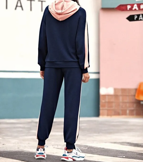 Letter Graphic Raglan Sleeve Drawstring Hoodie & Sweatpants Set