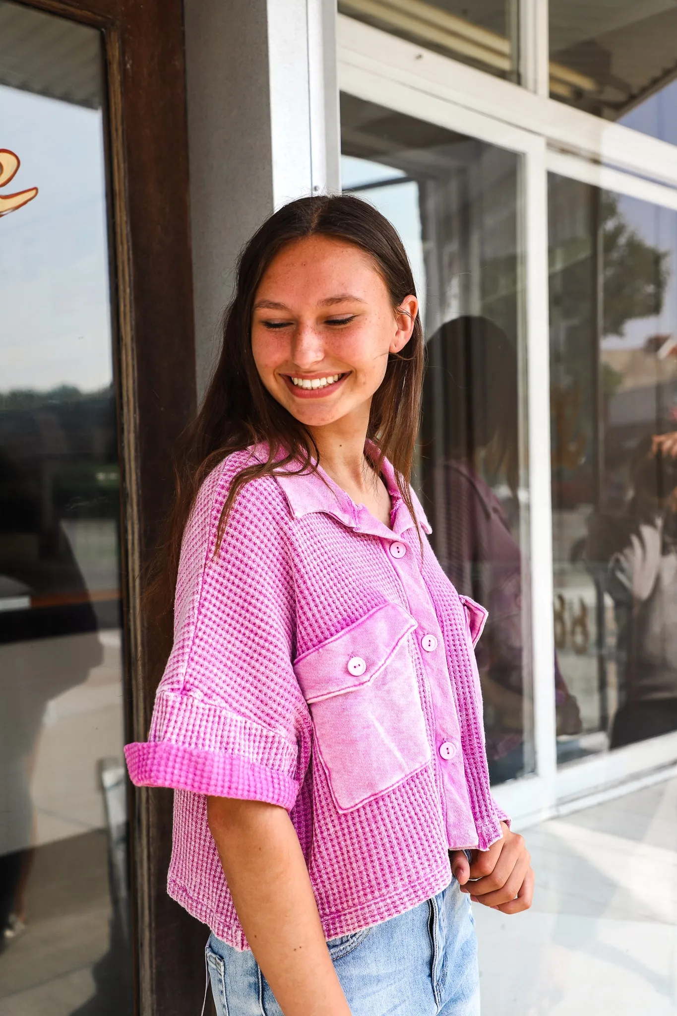 Lilac Love Cropped Button Up