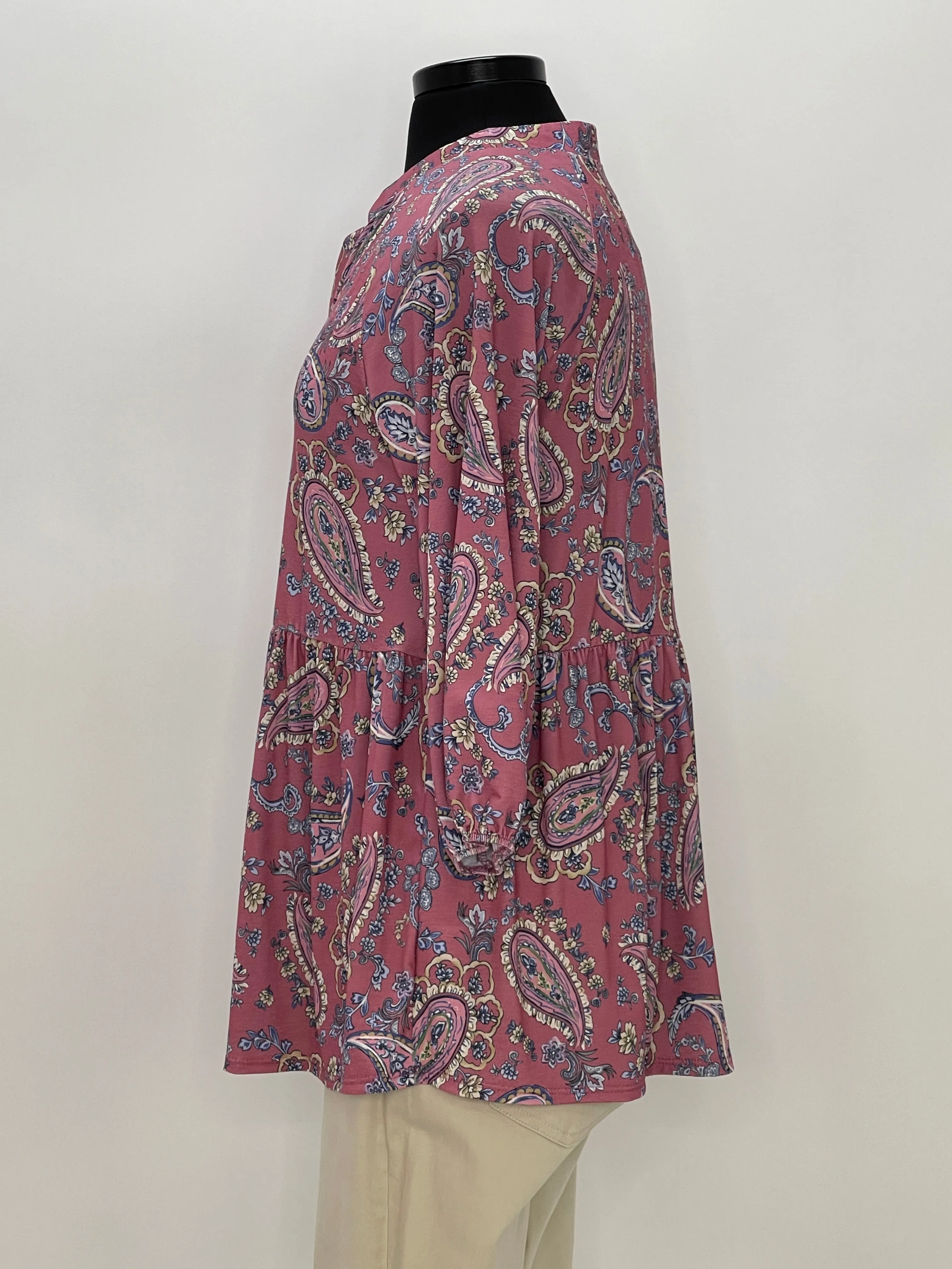 New Gabby Paisley Top with Bubble Sleeve