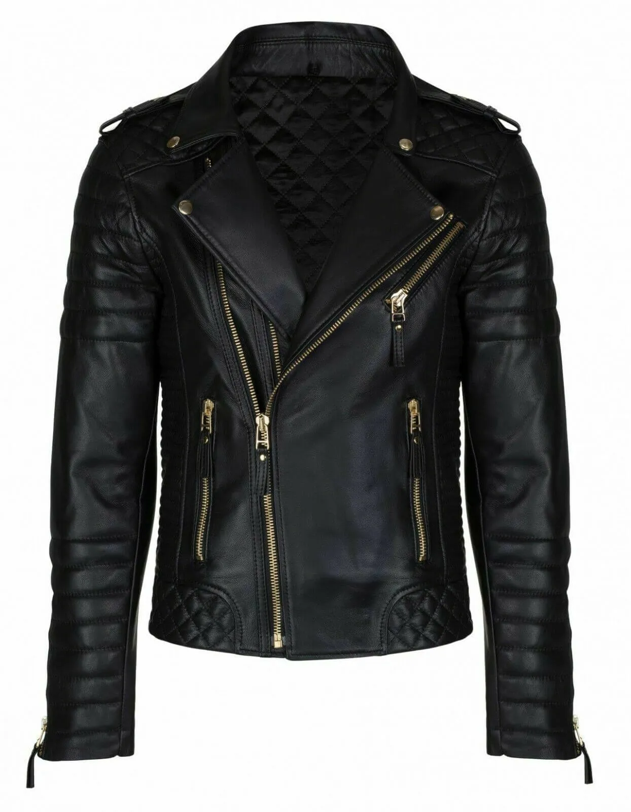 New Men's biker leather jacket, Mens fashion black motorcycle leather jackets