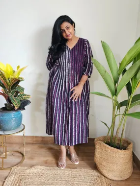 Olivia Striped Kantha Work Cotton Dress