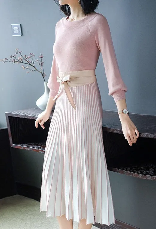 Pleated Tencel Dress W/ Belt