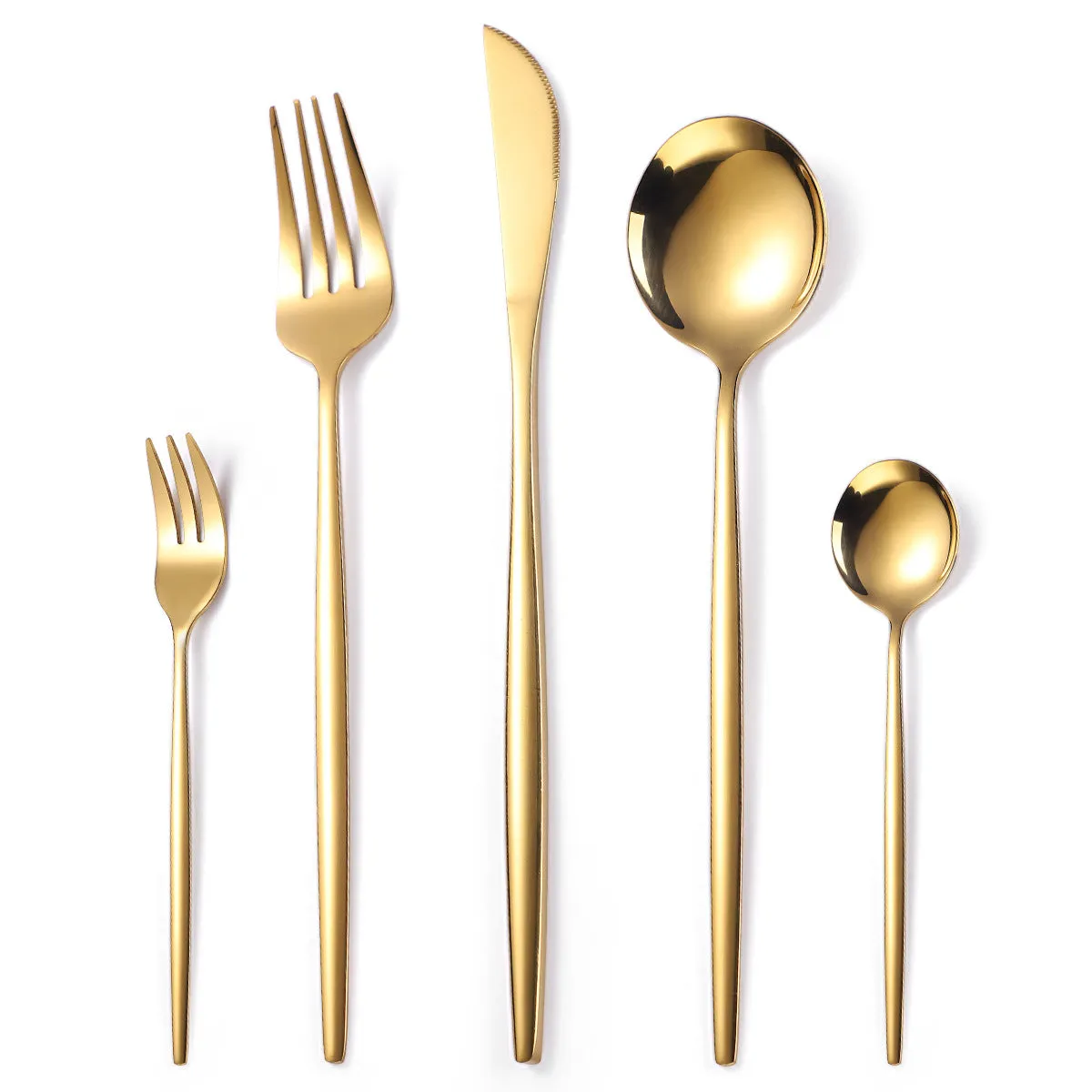 Portugal Gold Stainless Steel Tableware Five-Piece Set Tableware Set Knife, Fork and Spoon