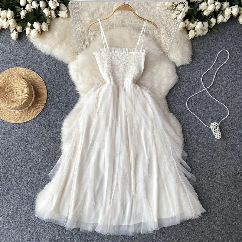 Tutu Style Mesh Suspender Dress