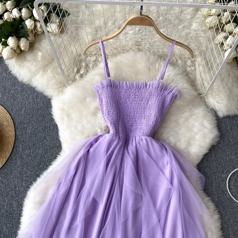 Tutu Style Mesh Suspender Dress