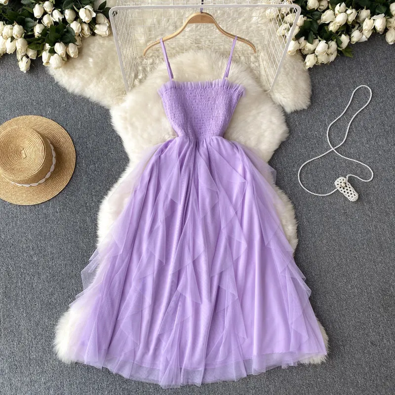Tutu Style Mesh Suspender Dress