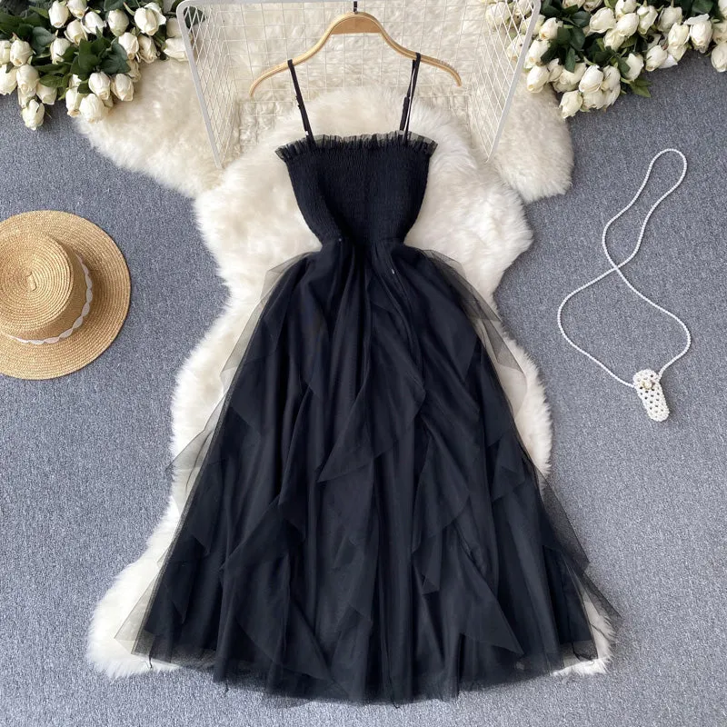 Tutu Style Mesh Suspender Dress