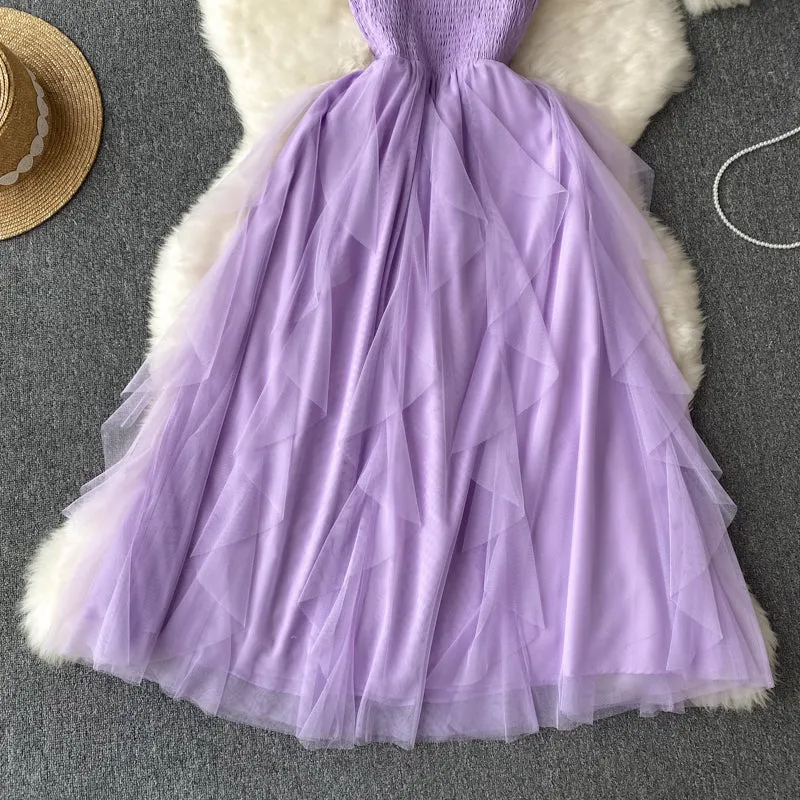 Tutu Style Mesh Suspender Dress