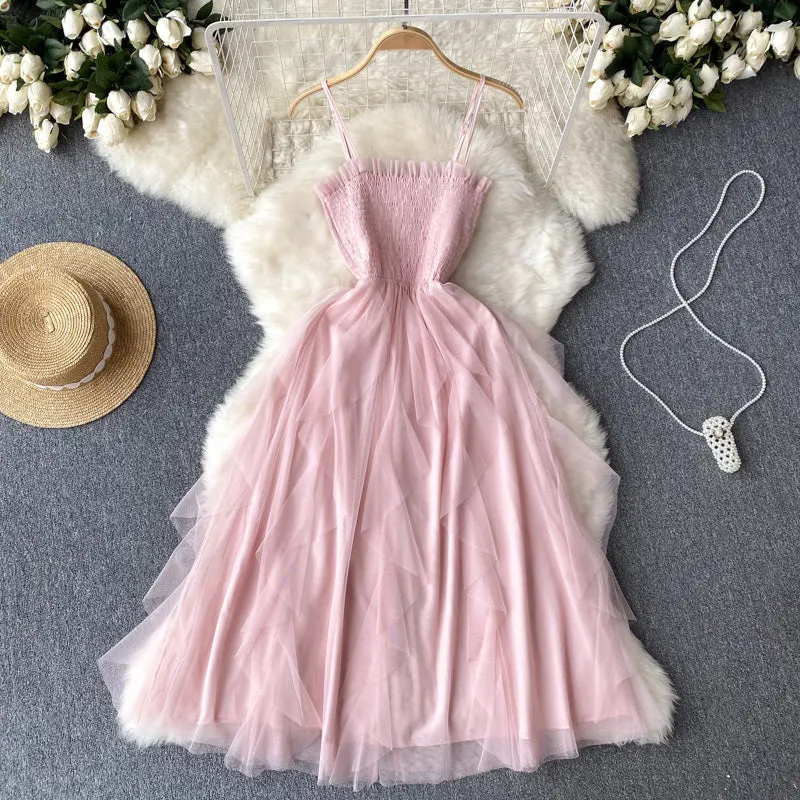 Tutu Style Mesh Suspender Dress
