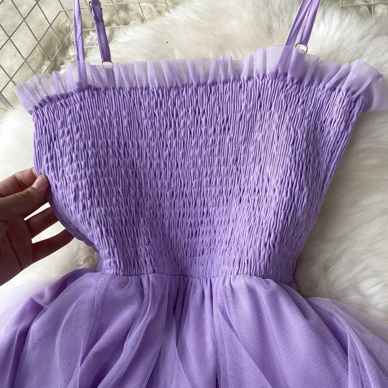Tutu Style Mesh Suspender Dress