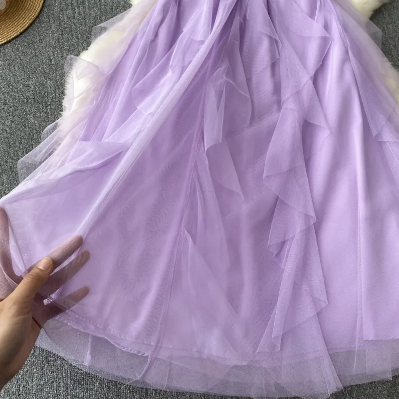 Tutu Style Mesh Suspender Dress