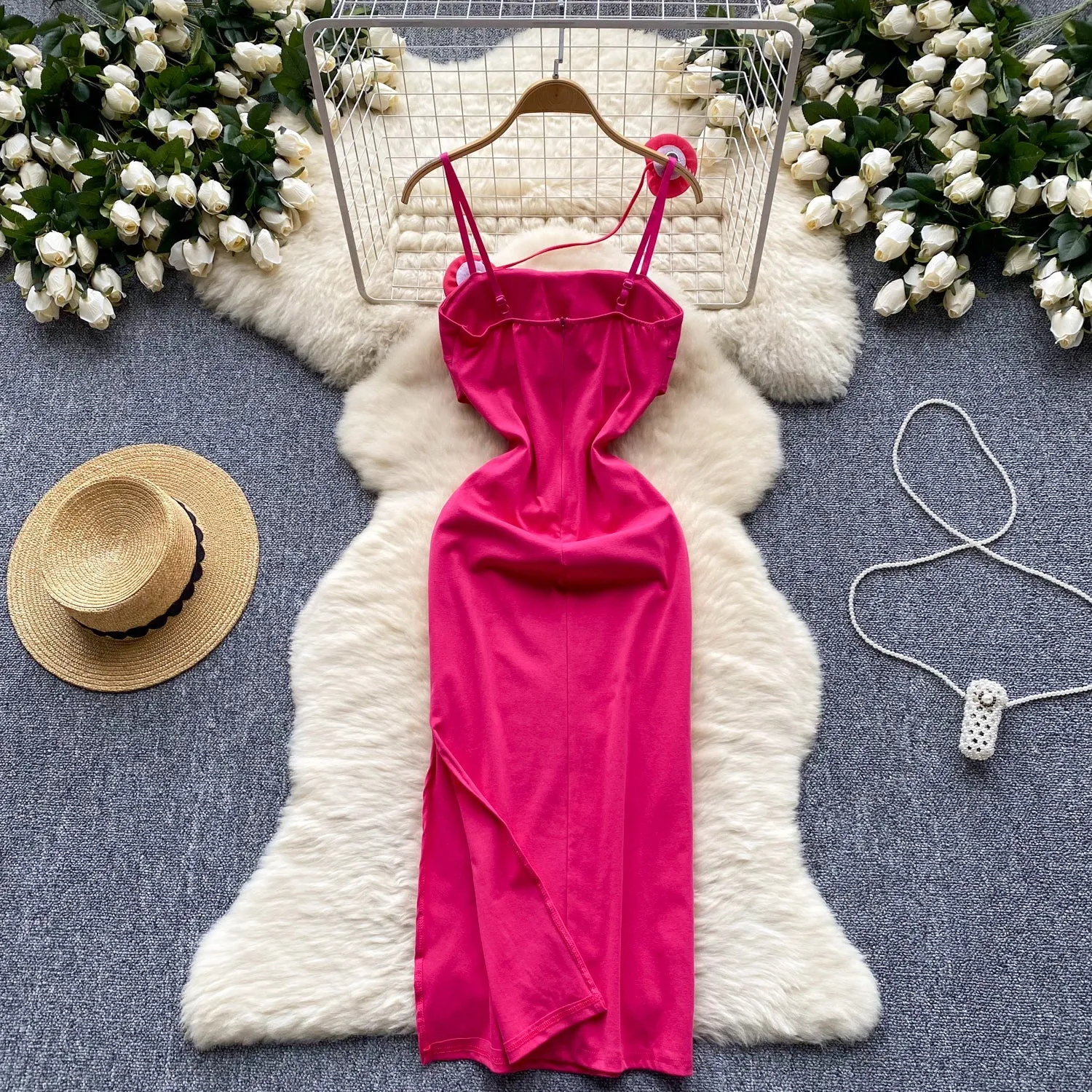 Twisted Knot Pleated Slip Dress