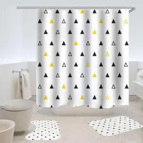 Urbane Home Shower Curtain & Bathmat Set | Non-Slip Bath mats for Bathroom | Easy-Slide Curtains | Polyester Curtain or Bathmat for Bath Décor | YX0139-3T | 3 Pcs Set | Multicolor