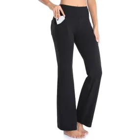 Women's Sporty High Waisted Flared Pants with Side Pockets | Perfect for All-Season Casual Days