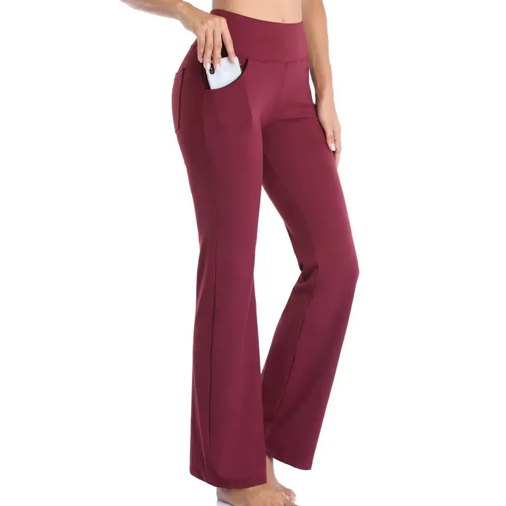 Women's Sporty High Waisted Flared Pants with Side Pockets | Perfect for All-Season Casual Days