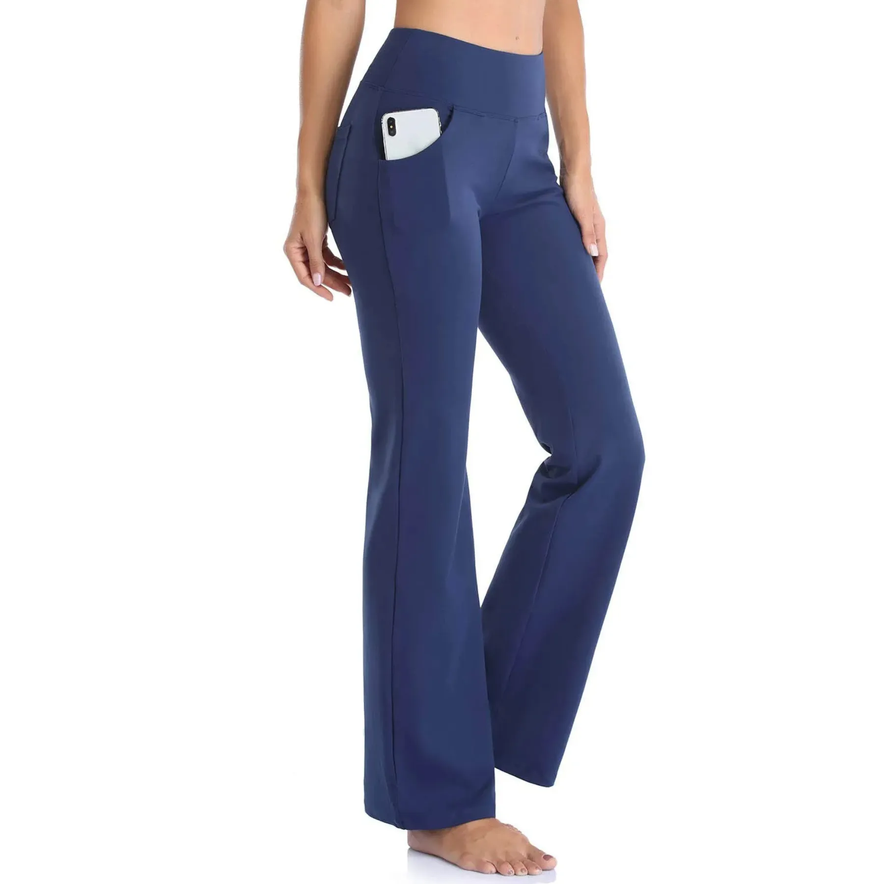 Women's Sporty High Waisted Flared Pants with Side Pockets | Perfect for All-Season Casual Days